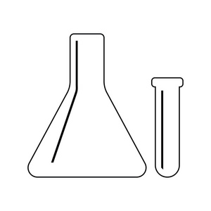 化学灯泡图标。细线设计。矢量插图