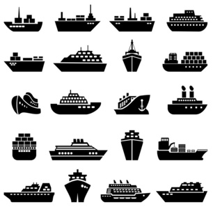 composizone船舶和船上的图标集