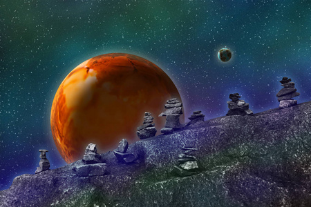 平行宇宙的抽象图象 从未知的石行星到空间的看法照片 正版商用图片0905ot 摄图新视界