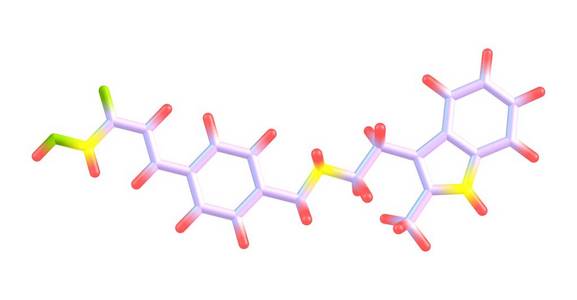 Panobinostat 分子是一种治疗各种癌症的药物。3d 插图