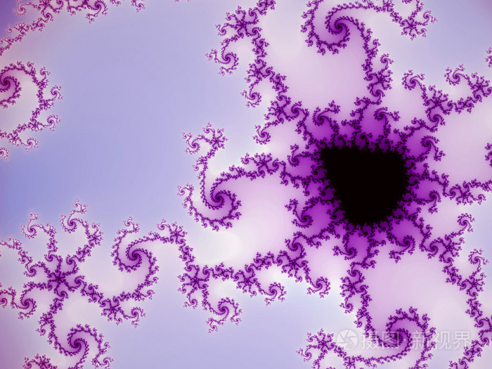 紫色的涡旋形分形图案,数码艺术作品的创意图形设计