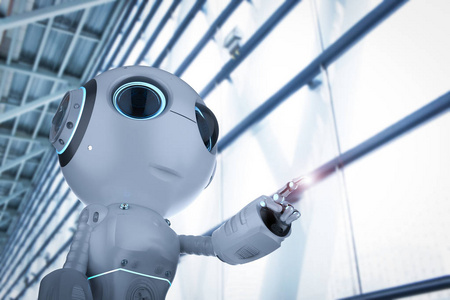 人工手指3d 渲染可爱的人工智能机器人手指点照片