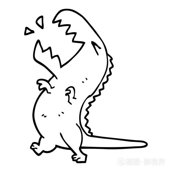 线条画动画片咆哮t雷克斯