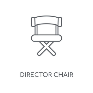 控制器椅子线性图标。导演椅子概念笔画符号设计。薄的图形元素向量例证, 在白色背景上的轮廓样式, eps 10