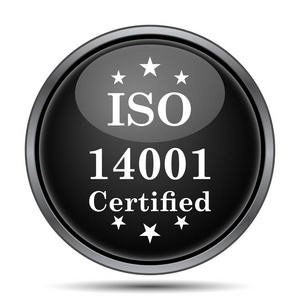 Iso14001 图标。白色背景上的互联网按钮