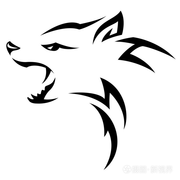 鬣狗头部落纹身设计