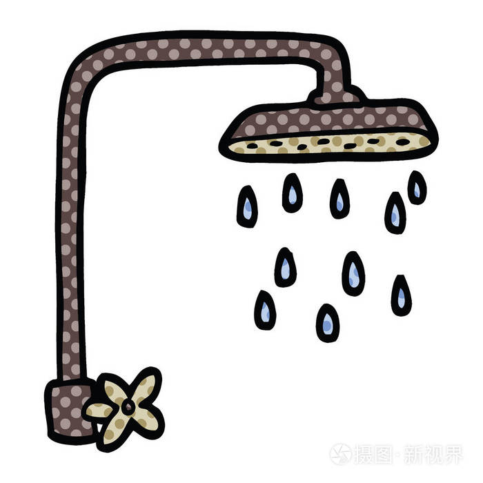 漫画书风格动画片淋浴头