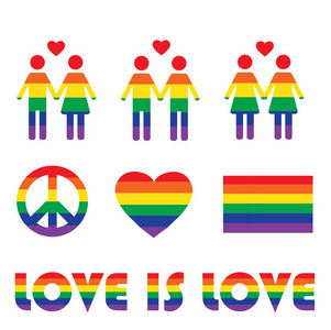 权利图标矢量彩虹 lgbt 权利图标和符号.同性恋爱情和旗帜例证照片