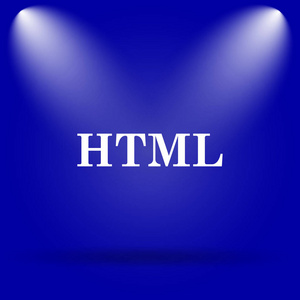 Html 图标。蓝色背景上的平面图标