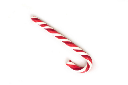 圣诞糖果拐杖上孤立的白色背景