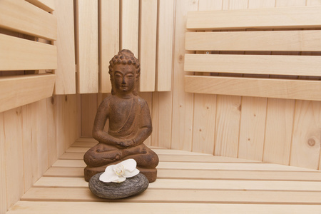 放松和内心的美丽，桑拿佛像的阿育吠陀符号