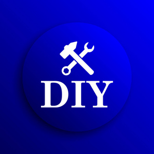 Diy 图标。蓝色背景上的互联网按钮