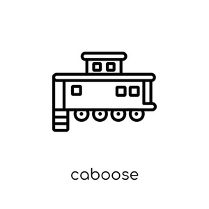 卡莫塞图标。时尚现代平线性向量 caboose 图标在白色背景从细线运输汇集, 概述向量例证