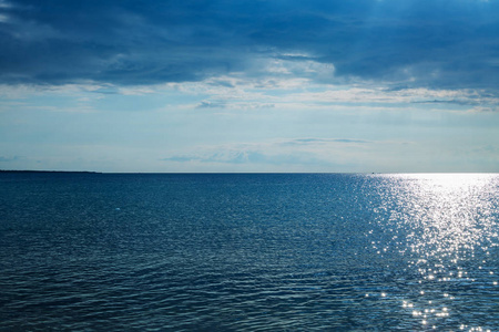 大西洋美丽的海景海地平线和蓝天 自然照片背景