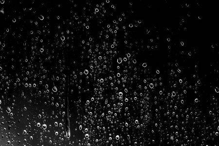 黑玻璃上的雨滴, 湿的玻璃质地