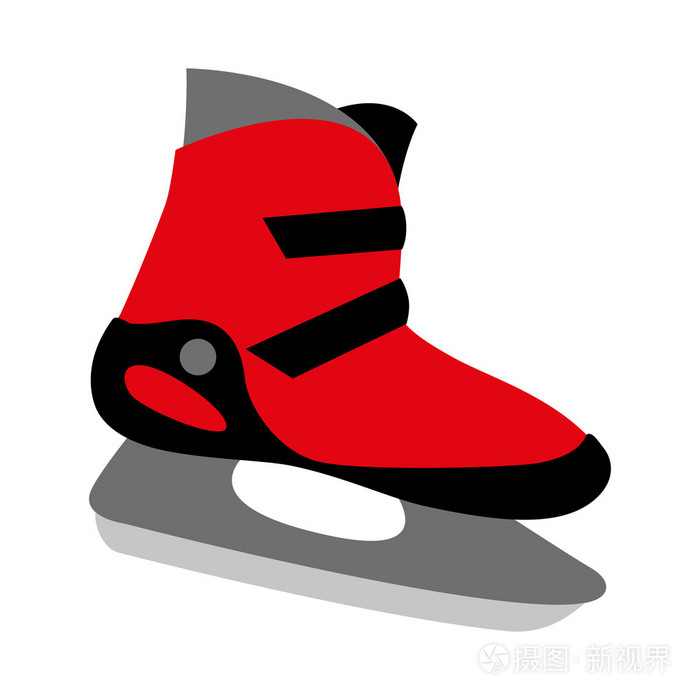 红色溜冰鞋启动图标滑冰 冬季运动 娱乐和运动的象征