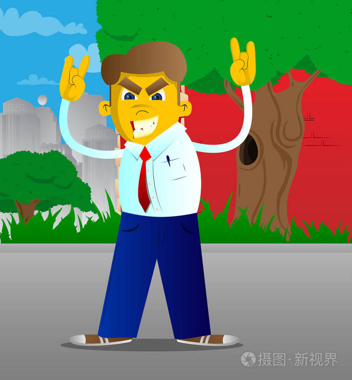 黄色的人用手在摇摆姿势矢量卡通插画