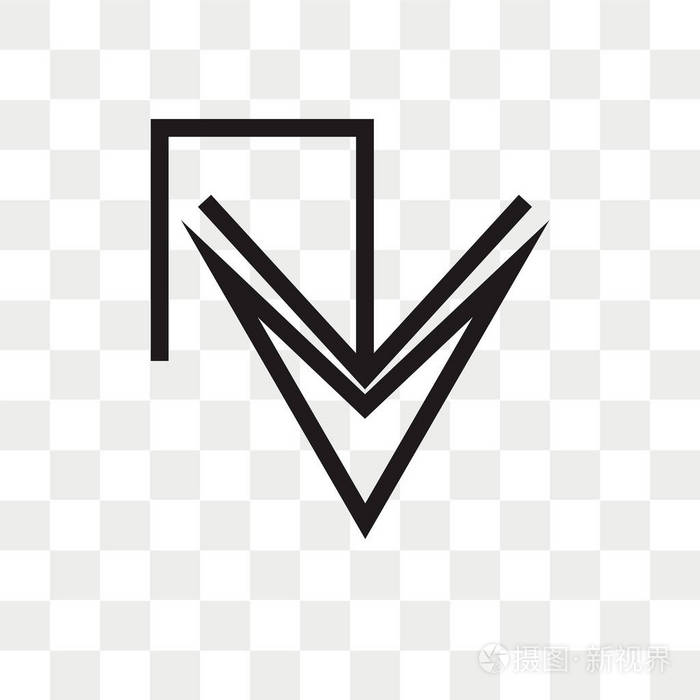 在透明背景上隔离的向下箭头矢量图标向下箭头标识概念