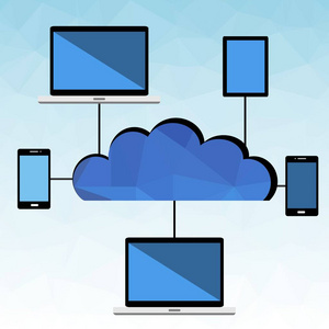 多边形云计算技术。由三角形组成的矢量图解概念