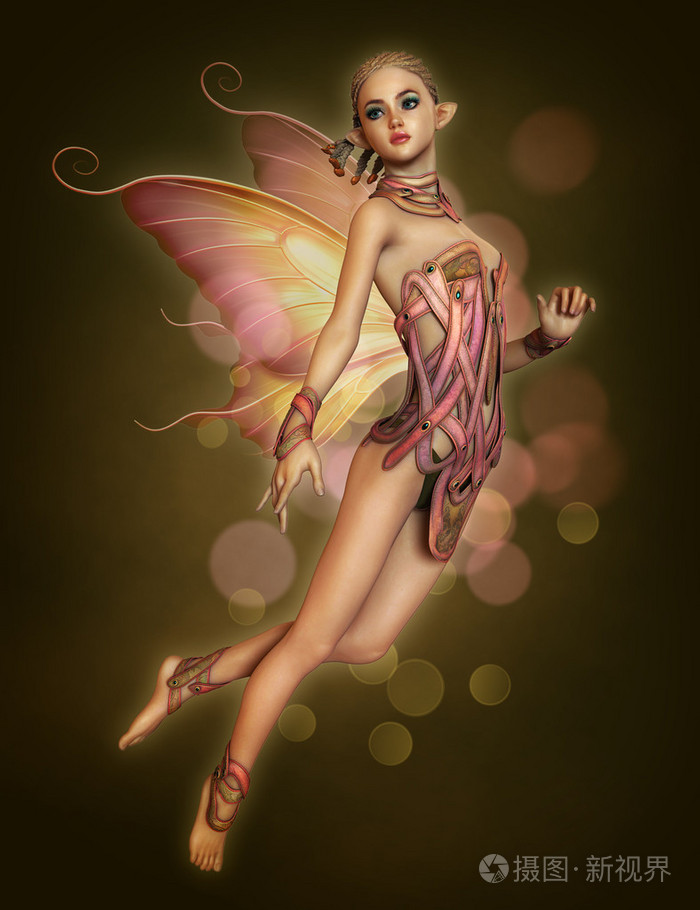 浮动的粉色仙女,3d cg