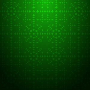 绿色抽象背景, 带条纹纹理的几何无缝图案与黑暗的底部渐变