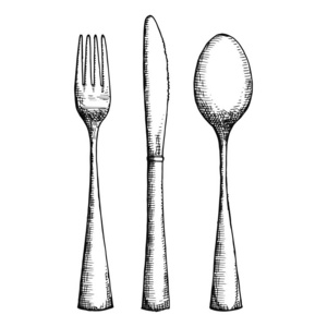 餐具手绘矢量.素描复古隔离照片