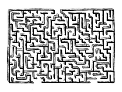 手绘迷宫迷宫在白色背景照片
