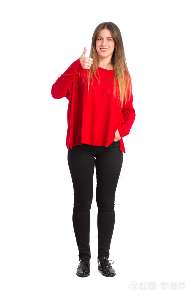 年轻酷女孩所有正确的手势