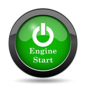引擎启动图标, 绿色网站按钮白色背景