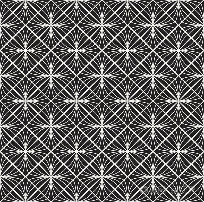 插画 几何黑色矢量无缝图案.抽象艺术装饰背景.经典时尚质感.eps