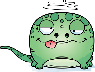 一只壁虎带着傻傻的表情的卡通插图照片