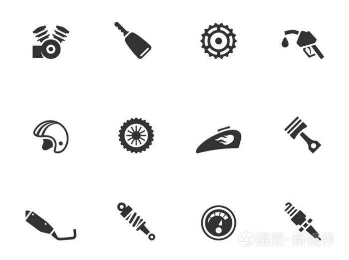 摩托车配件中单一颜色的图标