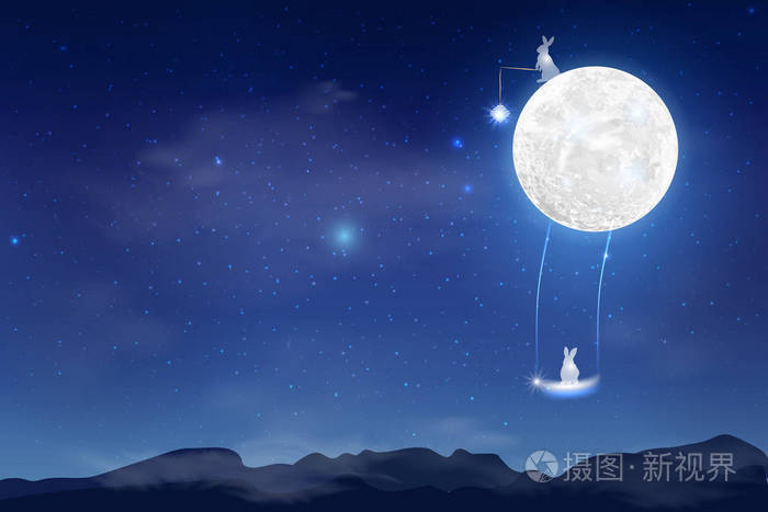 中秋佳节快乐 设计满月 兔子在夜背景以美丽的满月插画 正版商用图片 摄图新视界 中秋佳节快乐 设计满月 兔子在夜背景以美丽的满月插画 正版商用图片 摄图新视界