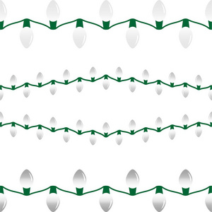 向量例证一连串白色假日灯。可以在左右无缝地连接, 形成更长的字符串