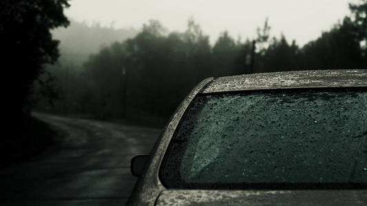 雨淋湿后的车辆