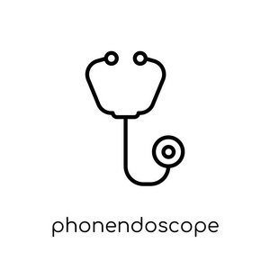 音镜图标。时尚现代平面线性向量 Phonendoscope 象图标在白色背景从细线健康和医疗汇集, 可编辑的概述冲程向量例证