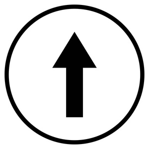 箭头向上的符号-平面图标在圆圈中导航照片
