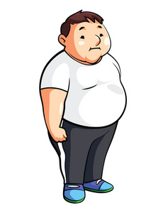 胖男人卡通插图精疲力竭的慢跑者矢量卡通卡通温度计