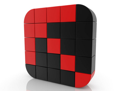 红色和黑色颜色的立方体方块