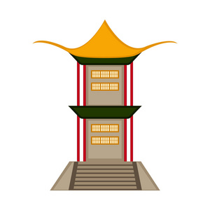传统的亚洲建筑图标。矢量插画设计