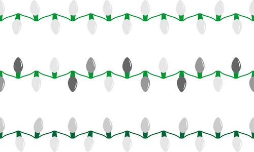 向量例证一连串白色假日灯。可以在左右无缝地连接, 形成更长的字符串