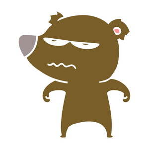 恼人的熊扁平颜色风格动画片