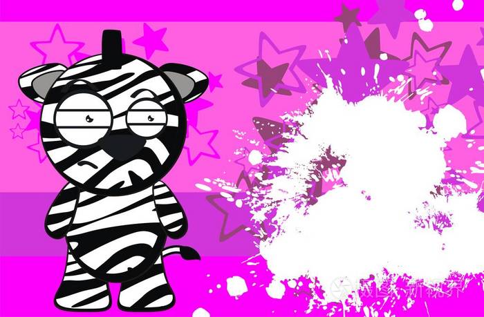 滑稽的小斑马卡通表达背景矢量格式很容易编辑