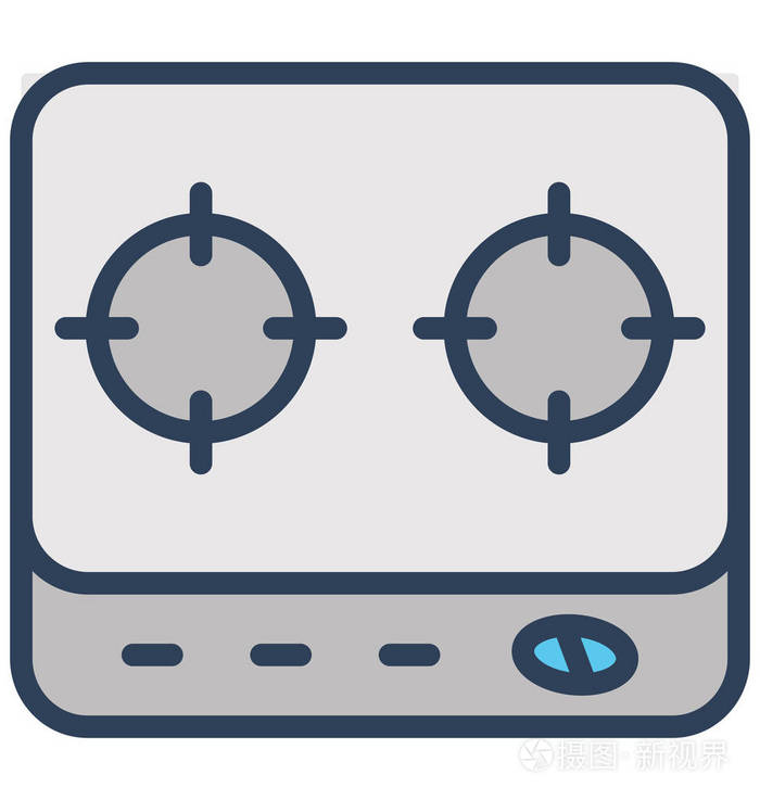 可轻松修改或编辑的燃气灶隔离矢量图标