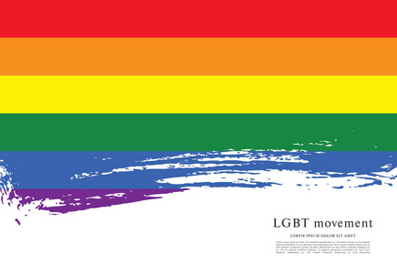 彩虹旗, lgbt 运动, 矢量插图, 画笔描边背景照片