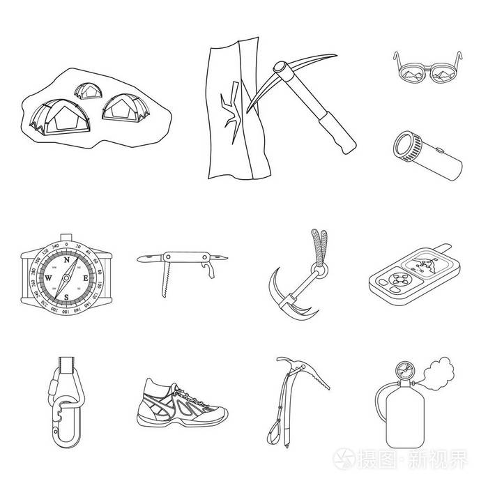 收集登山和阵营矢量图标的股票插画-正版商用图片092t0e-摄图新视界
