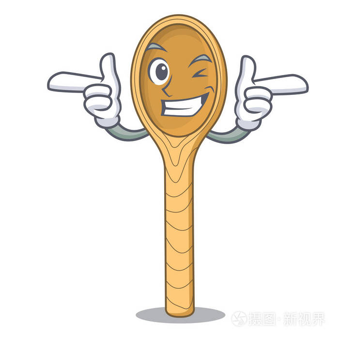 眨眼木勺字符卡通矢量插图插画-正版商用图片092tf3-摄图新视界