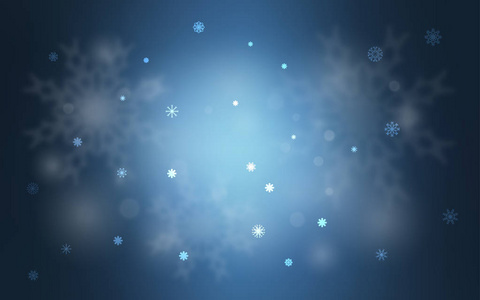 浅蓝色矢量纹理与彩色雪花。装饰闪亮插图与雪抽象模板。该模式可用于新年广告, 小册子