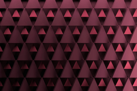深紫色颜色的几何三角形图案。具有三角形重复形状的背景。3d 插图