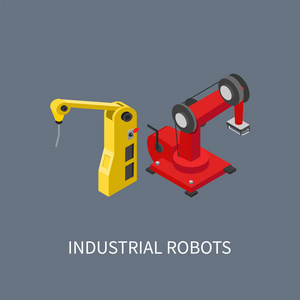 工业机器人设置彩色矢量插图